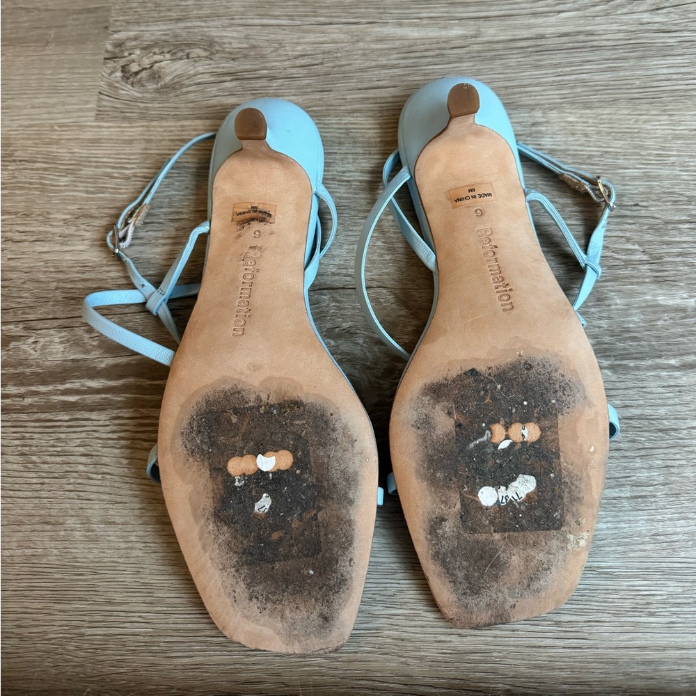 Reformation Blue Strappy Kitten Heels - Picture 3 of 3